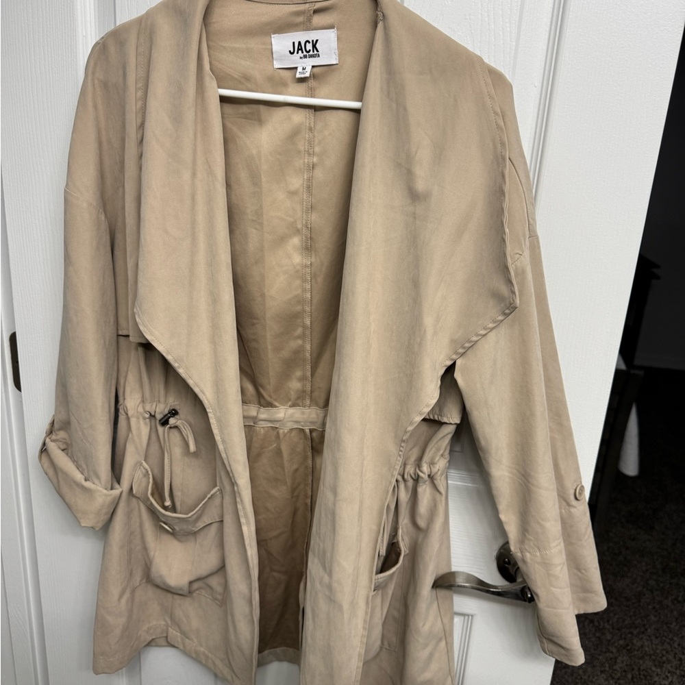 Jack by BB Dakota Tan Jacket Microsuede Draped Collar. Size Medium. So soft